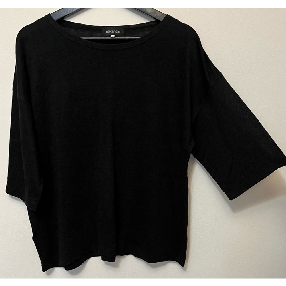 Eskandar • O/S • 100% Linen Black Boxy Top